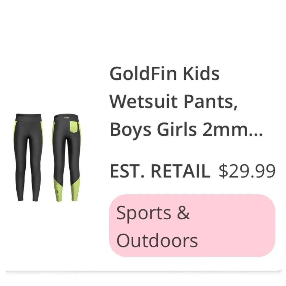 GoldFin Wetsuit Pants Kids 4 Black Neon Yellow Excellent 2mm Neoprene Leggings‎
